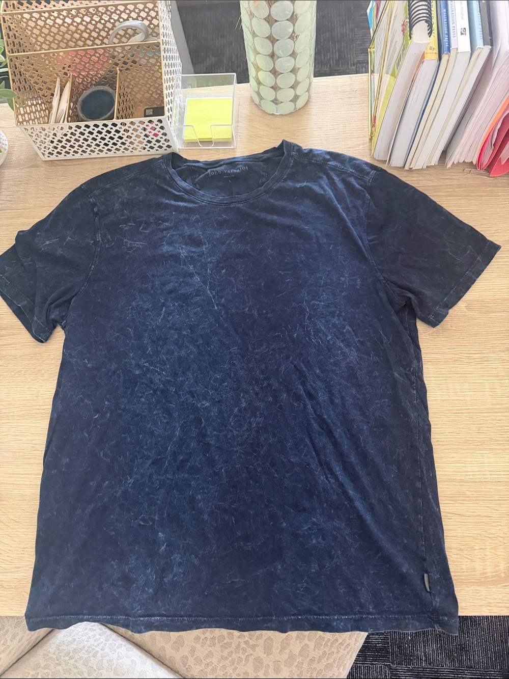 John Varvatos Washed Navy Short Sleeve Crewneck Tee